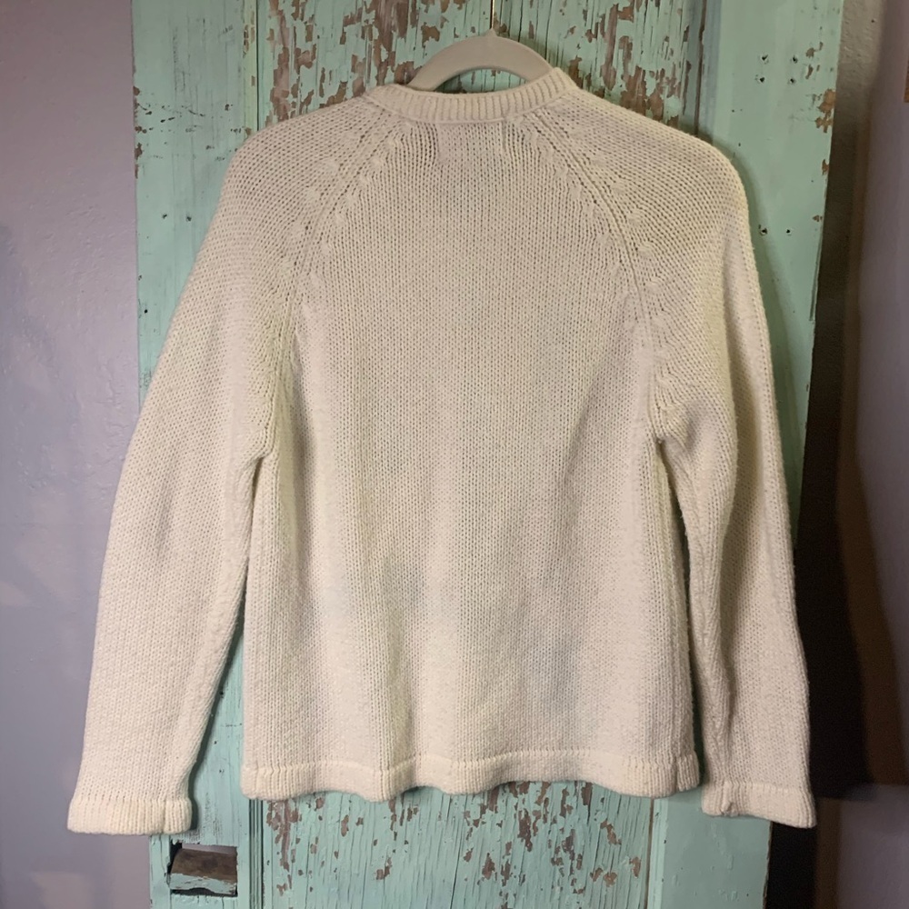 Women’s Ambassador cream colored cardigan with multi color floral embroidery - Picture 2 of 5